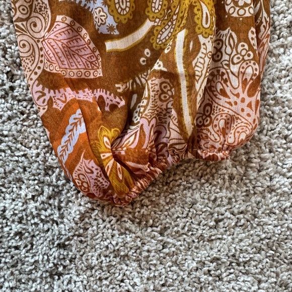 Rachel Zoe Paisley Blouse boho Long Sleeve Blouse Ruffle Neck tassle size medium - Picture 6 of 9